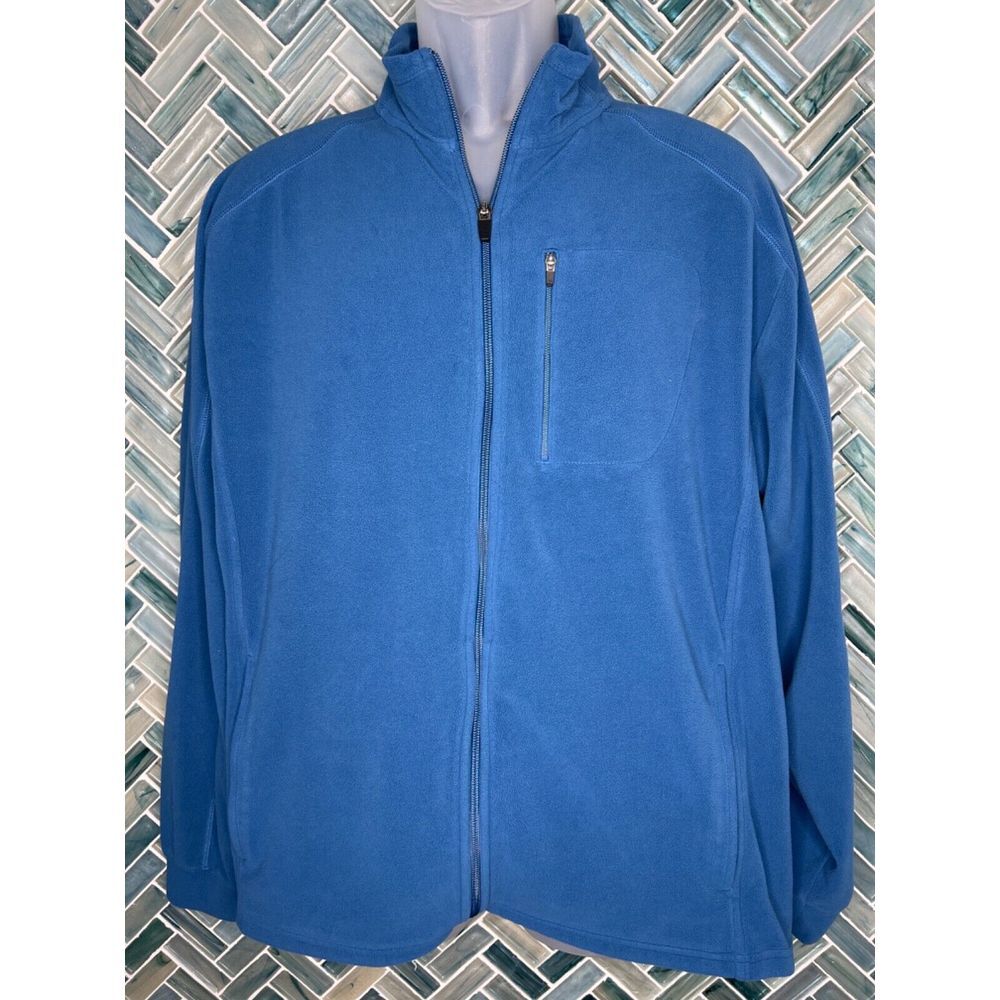 MENS LL‎ BEAN FULL ZIP LIGHTWEIGHT MOCK NECK FULL ZIP FLEECE JACKET BLUE LARGE